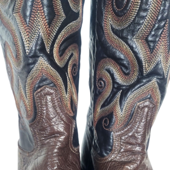 Tony Lama Exotic Leather Western Boots in Chocolate / Black 5.5 B FLAWED - Picture 8 of 13